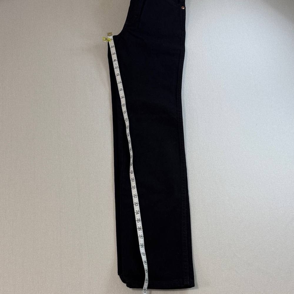 Wrangler Men's Slim Straight Jeans in Black with Tan Patch - Picture 7 of 9